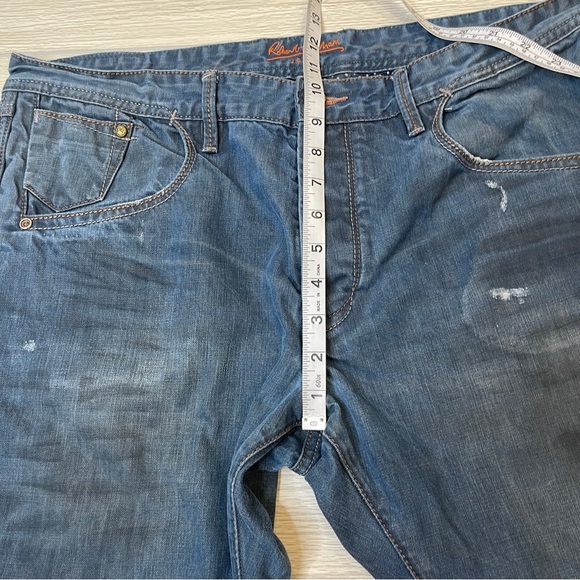 Robert Graham Slim Jim Straight Button Fly Blue Dark Wash Denim Jeans  Size 38W - Picture 11 of 14
